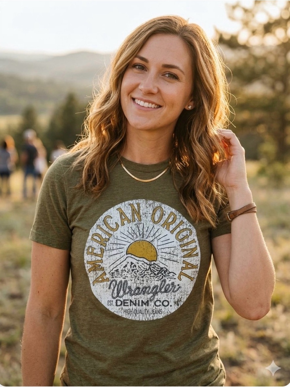 Wrangler Olive Graphic 'American Original' Short Sleeve Tee